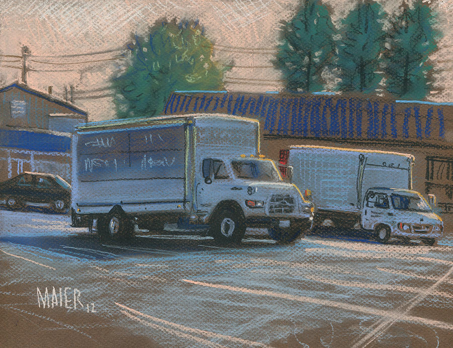 Delivery Trucks Drawing by Donald Maier