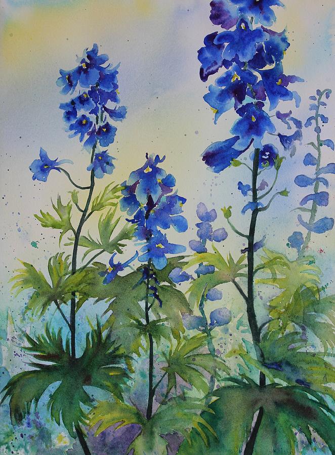 Nature Painting - Delphiniums by Ruth Kamenev