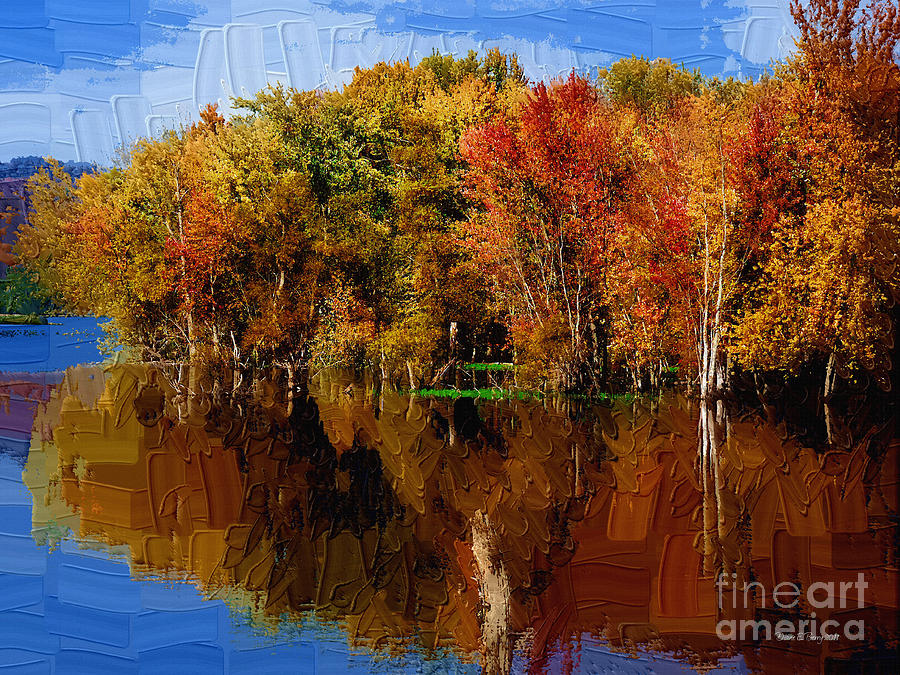 Delta Lake Reflections-Painted Painting by Diane E Berry