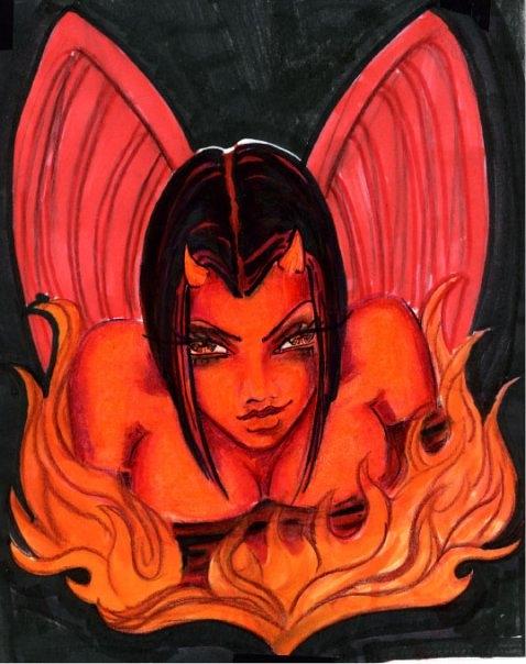 Demon Pin Up Drawing by Erinn McElhaney