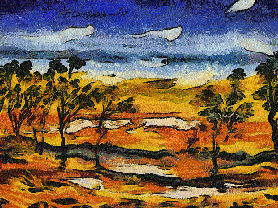Desert homage at Van Gogh Digital Art by Roberto Gagliardi