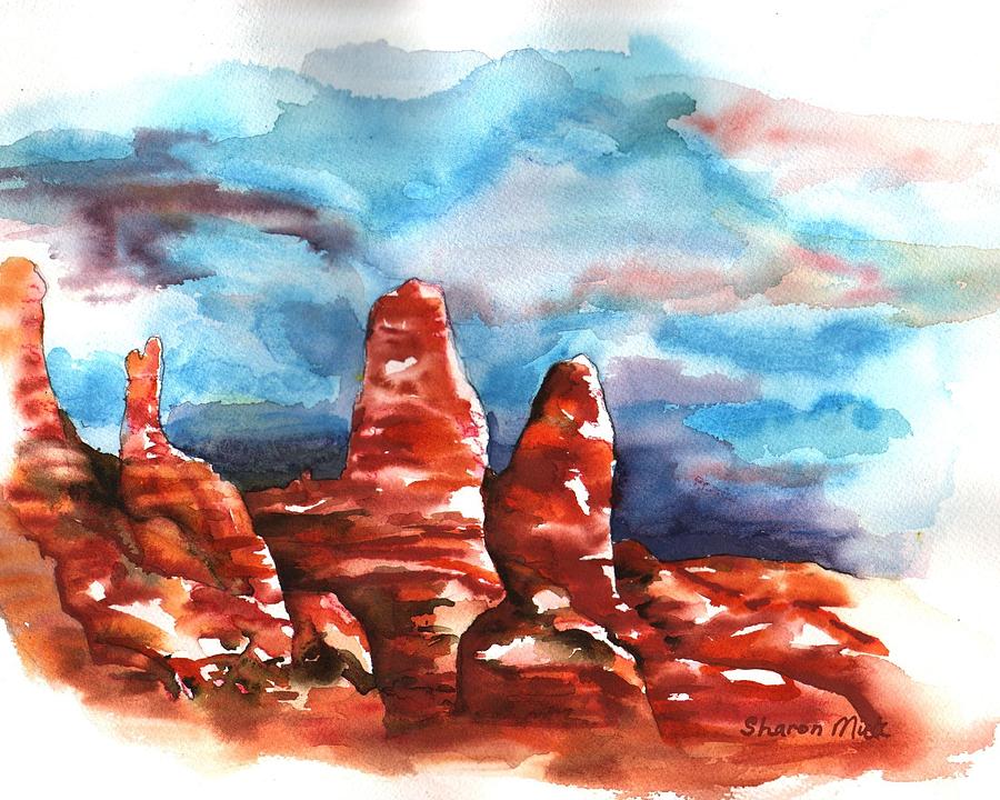 Desert Sentries Painting by Sharon Mick