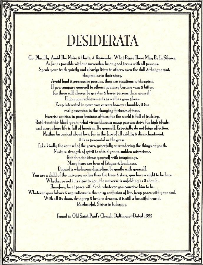 Desiderata Leaf Border On Parchment Mixed Media by Desiderata Gallery