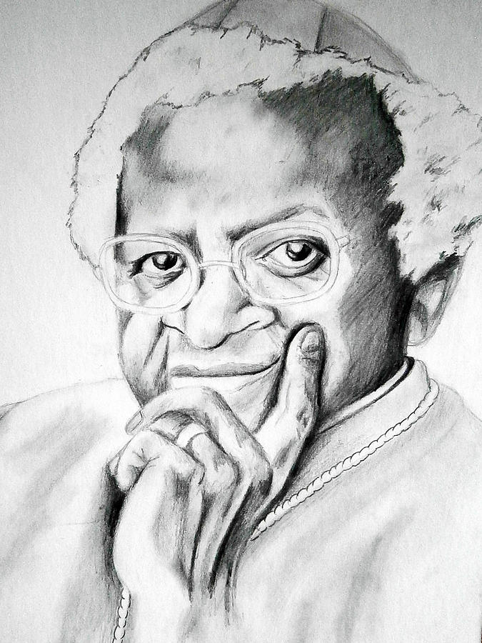 Desmond Tutu-Peaceful Thought Drawing by Bj A | Fine Art America