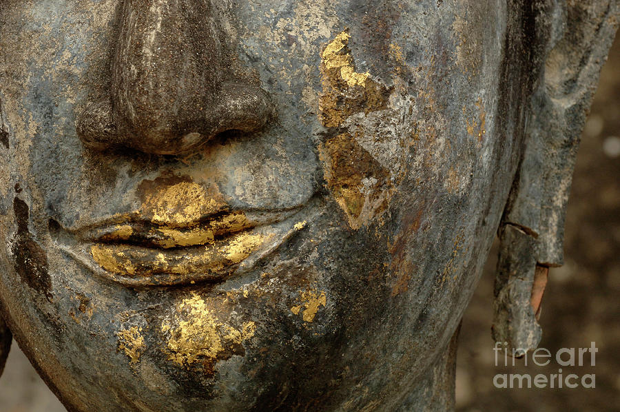 Detail Buddhas Lips Photograph by Bob Christopher