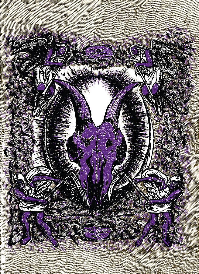 Goat Drawing - DethMetal by Karl Addison