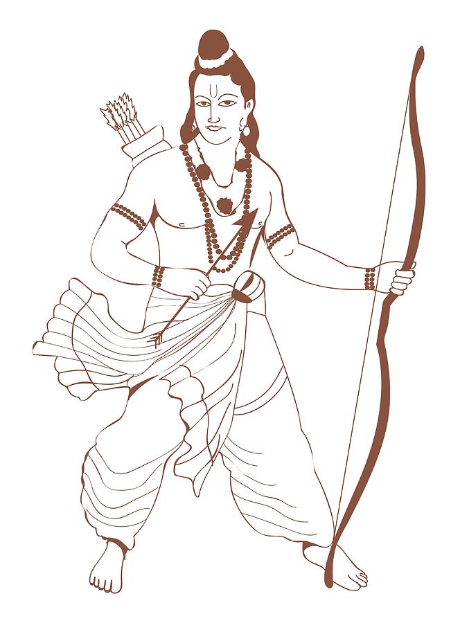 Digital Illustration Of Rama With Cross Bow And Arrows Digital Art by