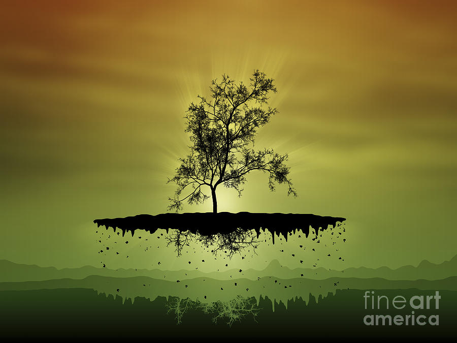 Tree Digital Art - Digitally Generated Image Of A Flying by Vlad Gerasimov