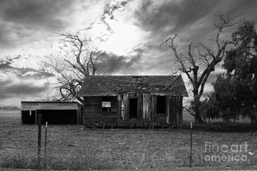 old houses in black and white