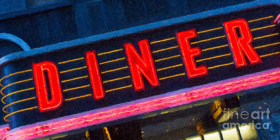 Diner Sign in Neon Photograph by Clarence Holmes