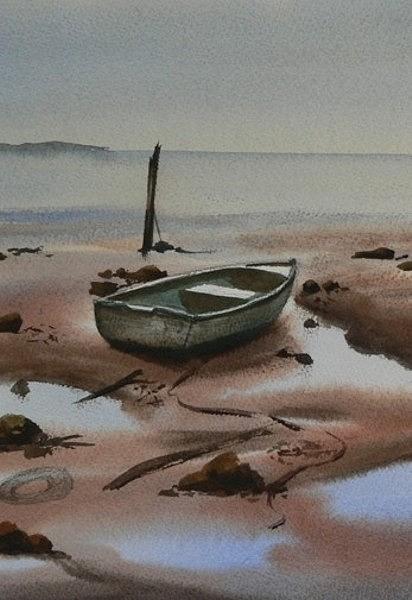Boat Painting - Dinghy at Low Tide by Tony Northover