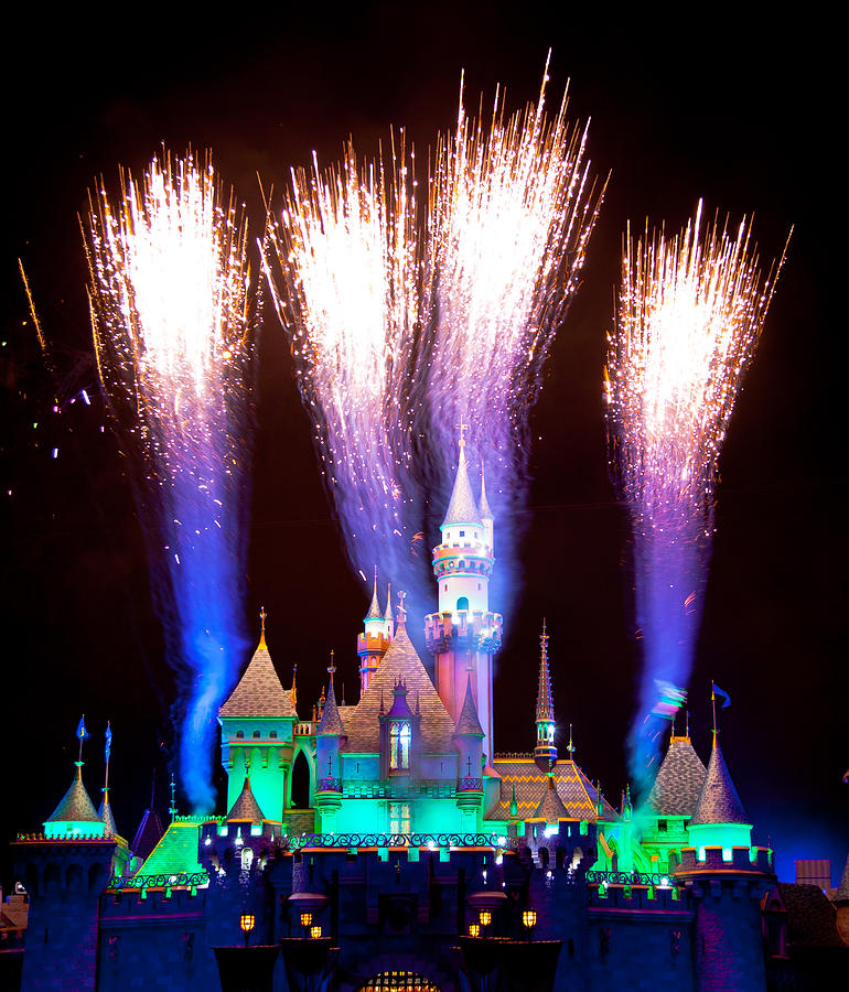 Disneyland Fireworks over Sleeping Beauty Castle Photograph by Sam Amato