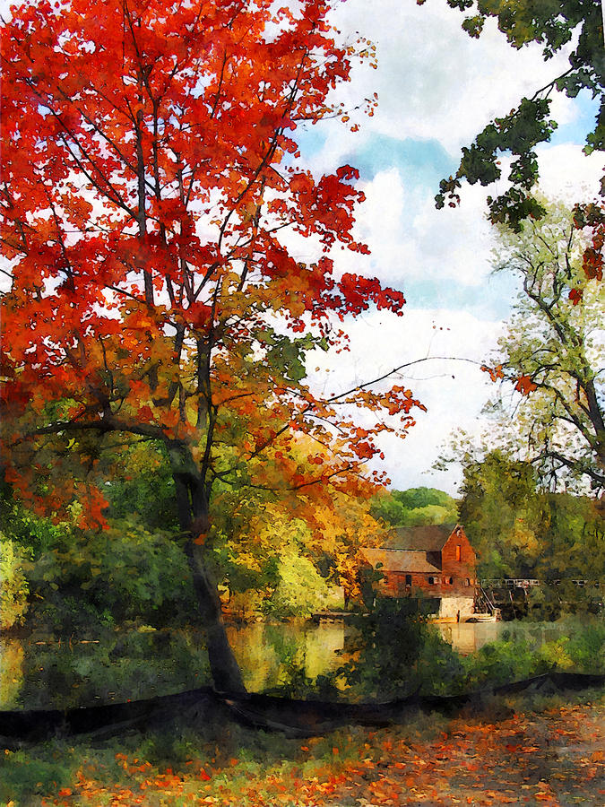 Fall Photograph - Distant Mill  in Autumn by Susan Savad