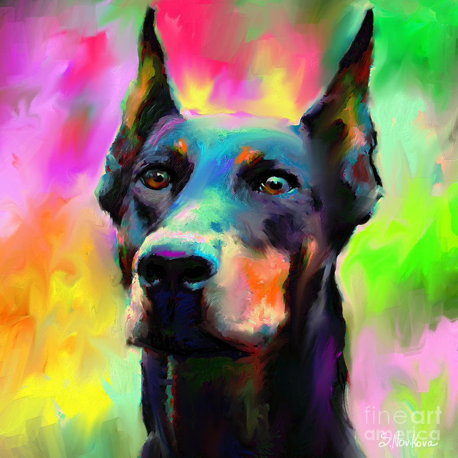 Doberman Pincher Dog Portrait by Svetlana Novikova