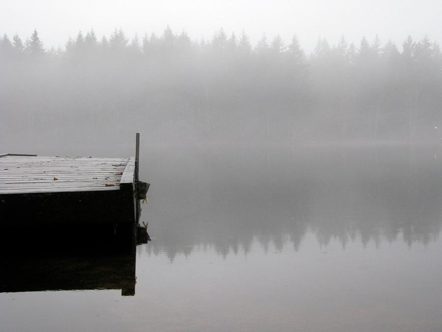 Dock On Foggy Lake Photograph by Allison Mcd Photography