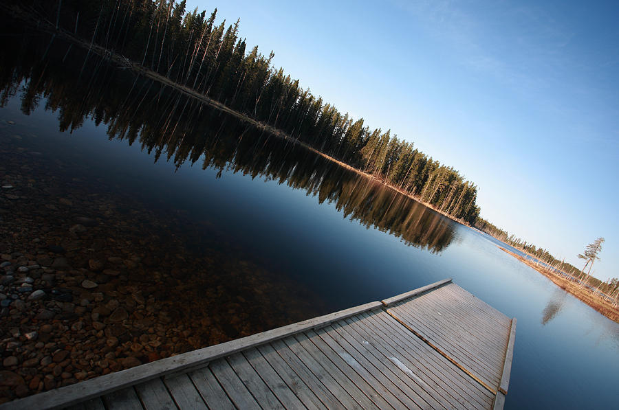 Dock on Northern Manitoba lake Digital Art by Mark Duffy