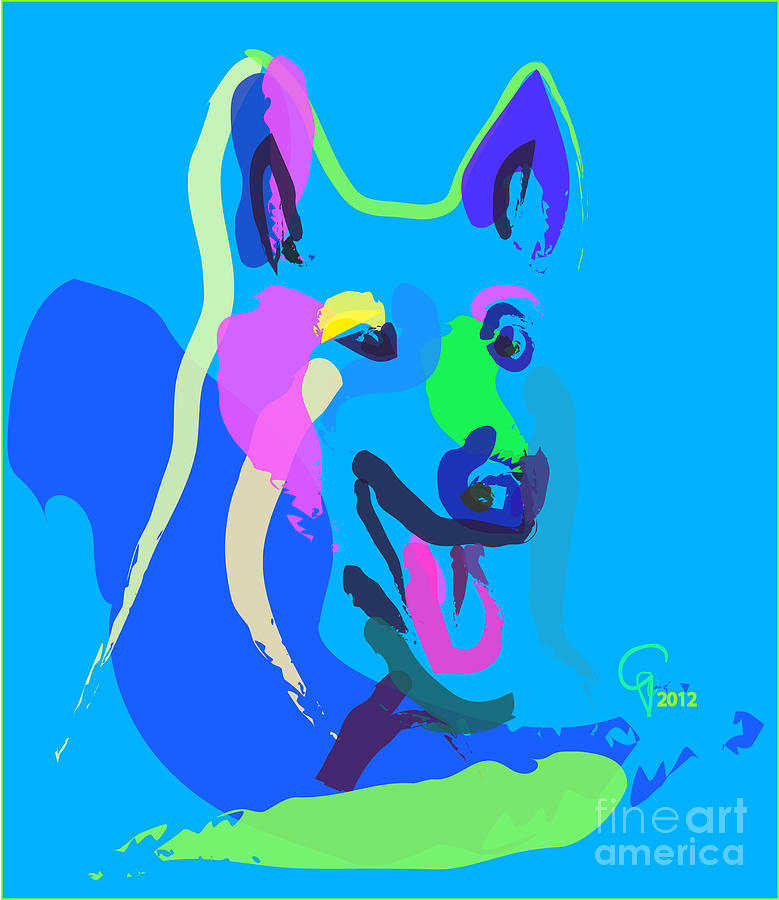 Dog - colour dog Painting by Go Van Kampen