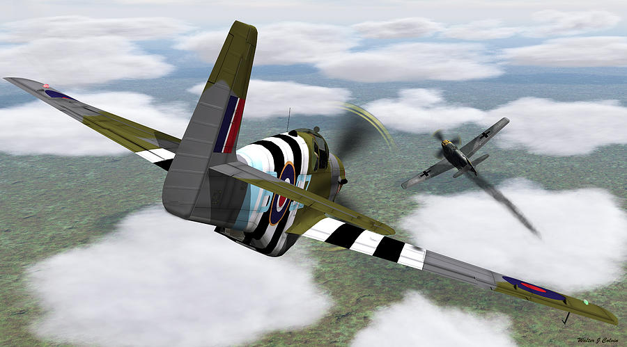 Aircraft Digital Art - Dog fight by Walter Colvin Aircraft Digital Art - Dog fight by Walter Colvin