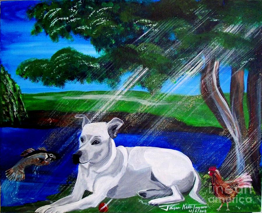 Dog in Heaven Painting by Jayne Kerr 