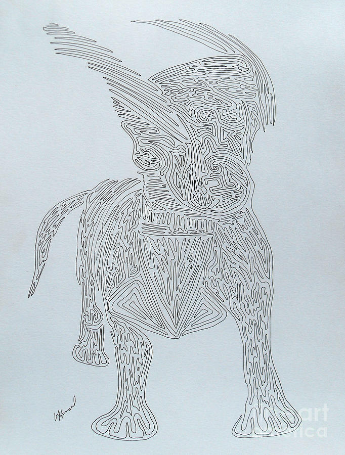 Dog On One Line Drawing by Vicki  Housel