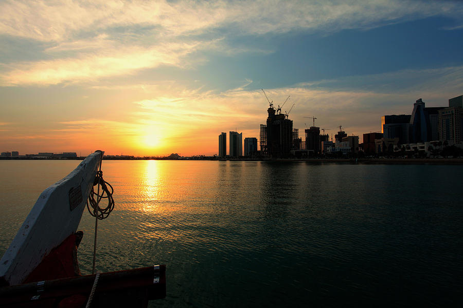 Doha Bay at sunset Photograph by Paul Cowan