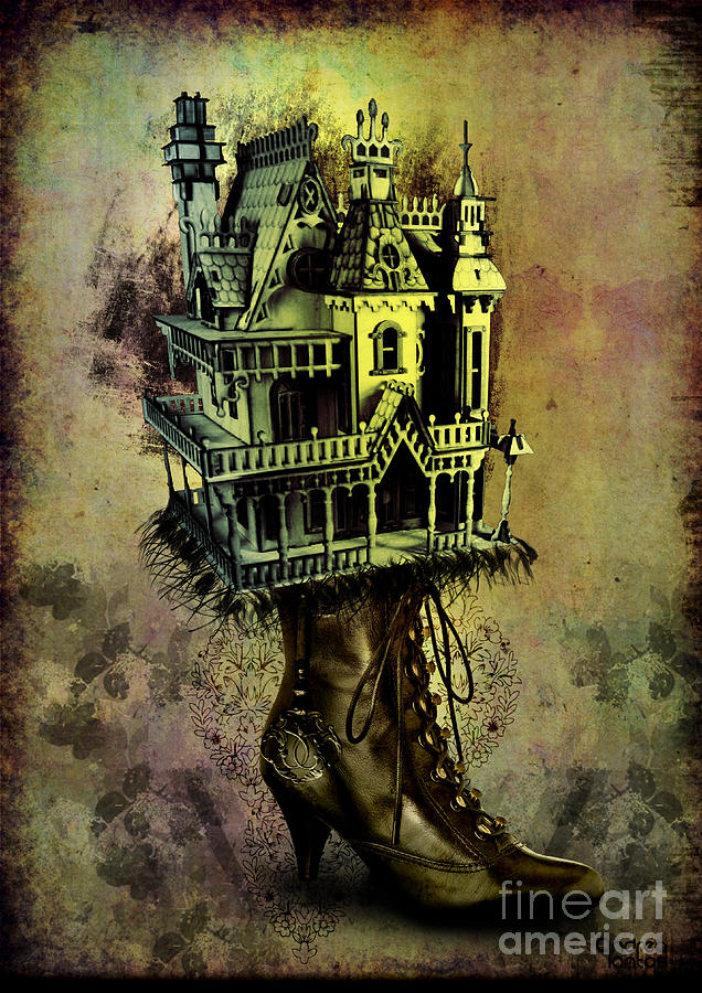 Boot Digital Art - Dollhause Madness by Andrea Lantos