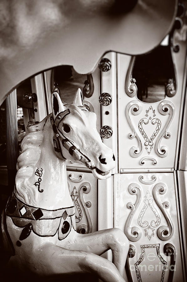 Vintage Photograph - Dolly the carousel horse by Silvia Ganora