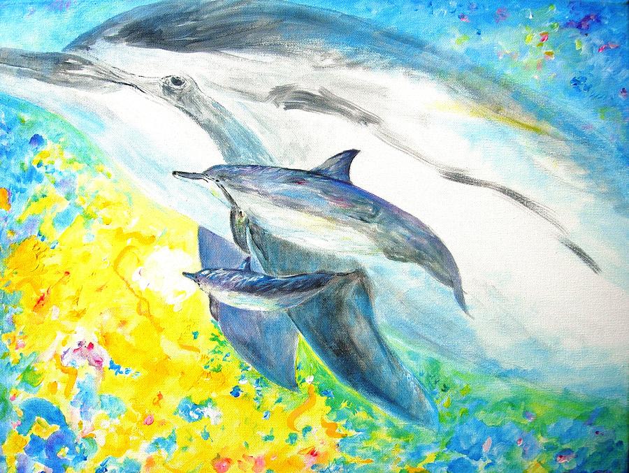 Dolphin Painting - Dolphin emerge by Tamara Tavernier