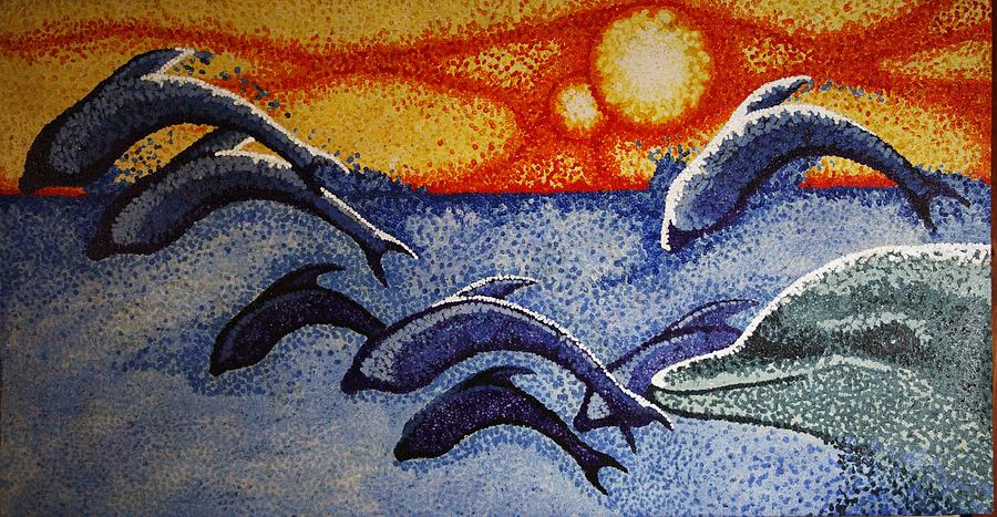 Dolphins in the sun Painting by Paul Amaranto