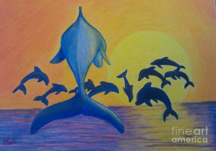 Dolphins Leaping Painting by Bev Veals