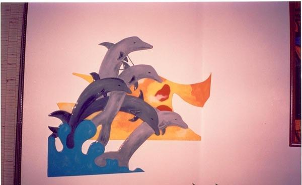 Dolphins Playing Mixed Media by Val Oconnor