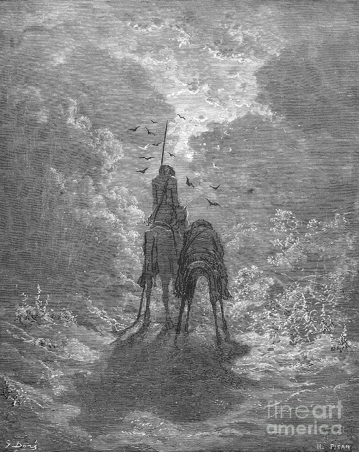 Horse Drawing - Don Quixote #1 by Gustave Dore