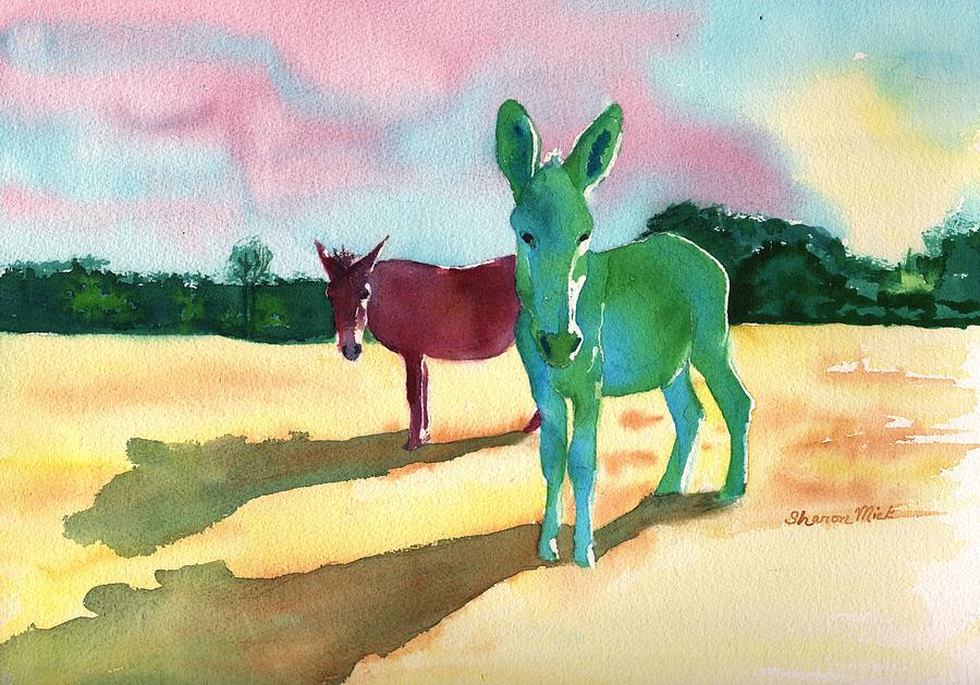 Shrek Painting - Donkeys With An Attitude by Sharon Mick