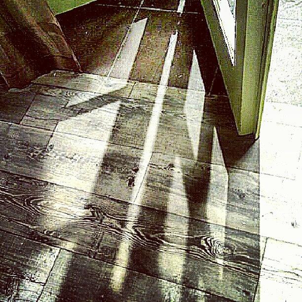 Abstract Photograph - Door, Floor, Shadow, Drape by Christi Evans
