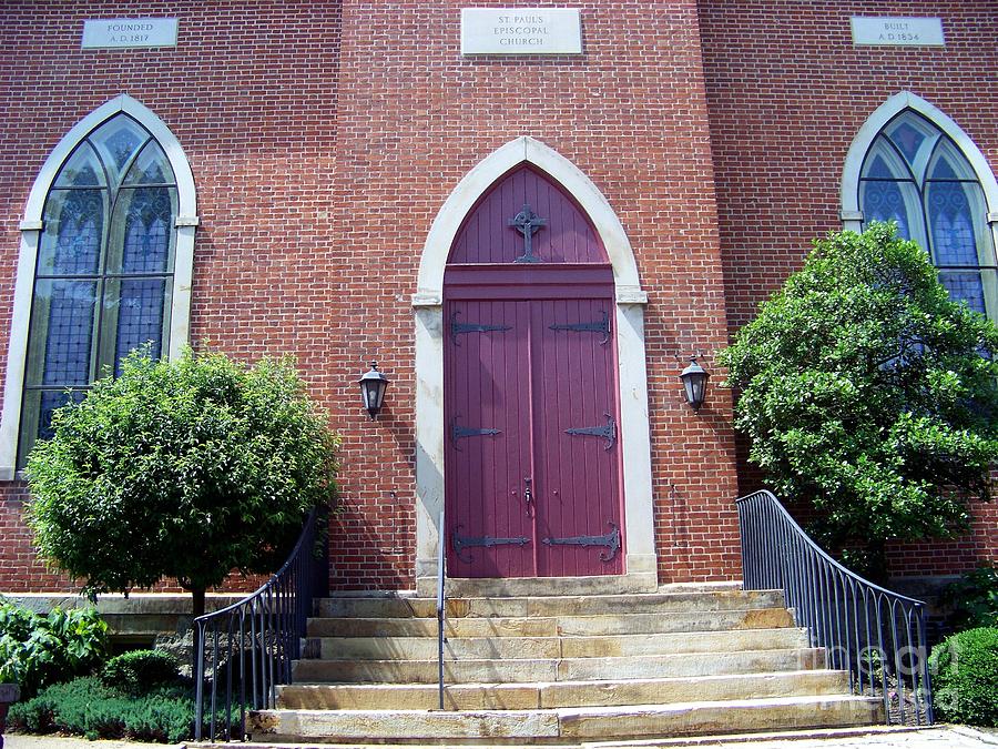 Door to St Pauls Episcopal Church Photograph by Charles Robinson