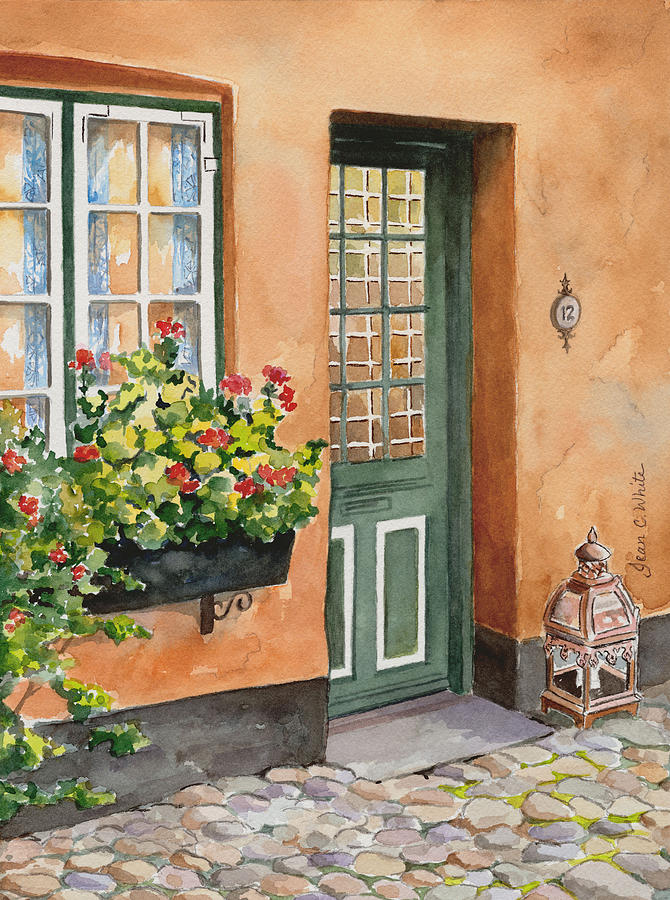Flower Painting - Doorway in Denmark by Jean Walker White