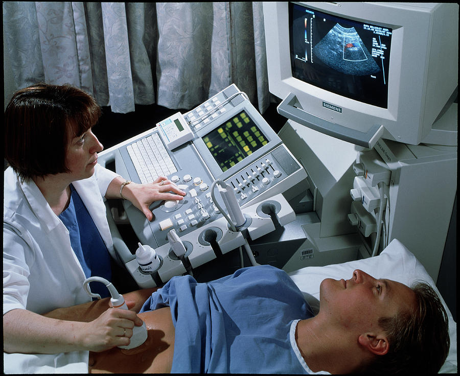 Doppler Ultrasound Scanning Of A Man's Abdomen Photograph by Geoff ...