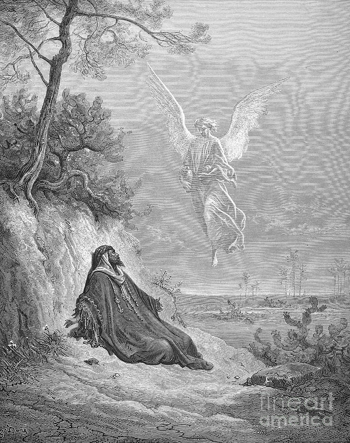 Elijah And Angel #1 Drawing by Gustave Dore