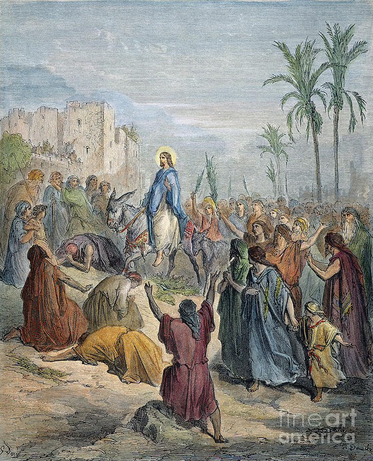 Jesus In Jerusalem Drawing by Gustave Dore