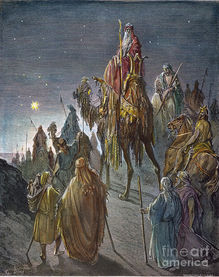 Journey Of The Magi Drawing by Gustave Dore