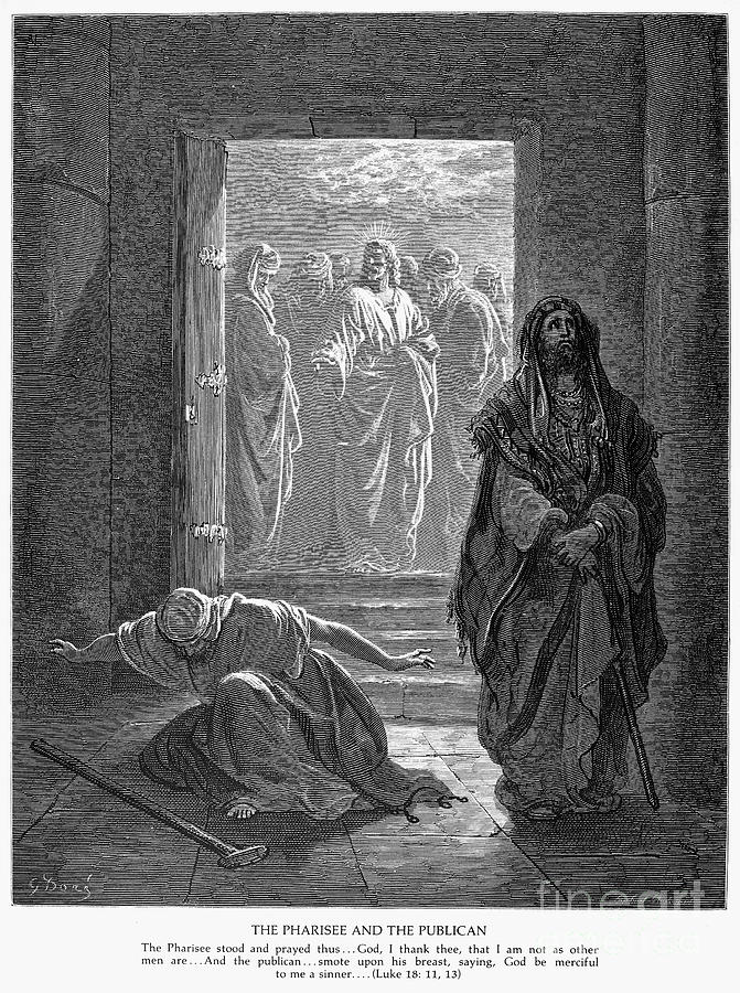 Pharisee And Publican Drawing by Gustave Dore