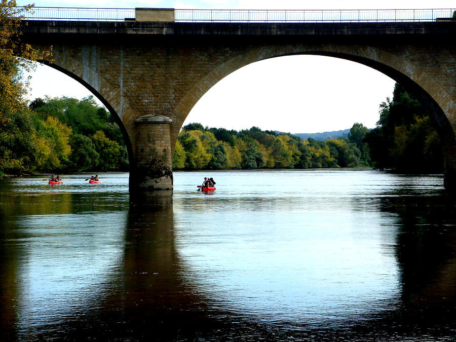 Bridge Photograph - Dordogne River Canoes by Leonard Sharp