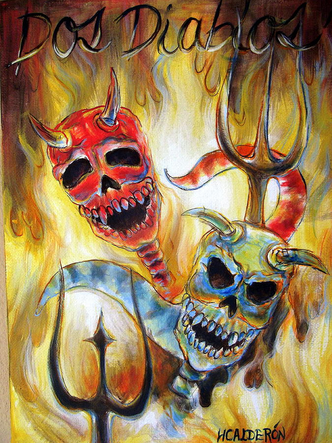 Dos Diablos Painting by Heather Calderon