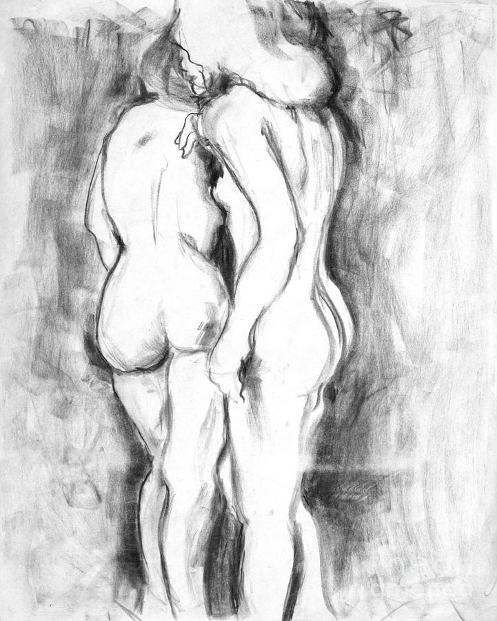 Nude Drawing - Double Nudes by Elena Irving