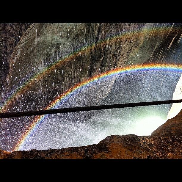 Double Rainbow In A Waterfall Photograph by Hannah Wanous