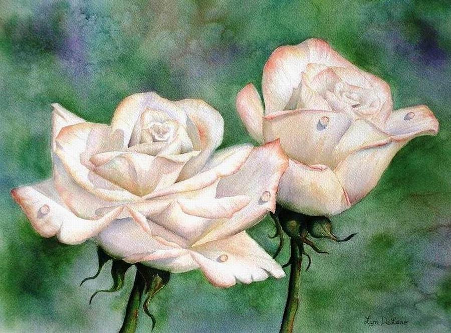 Double Roses Painting by Lyn DeLano