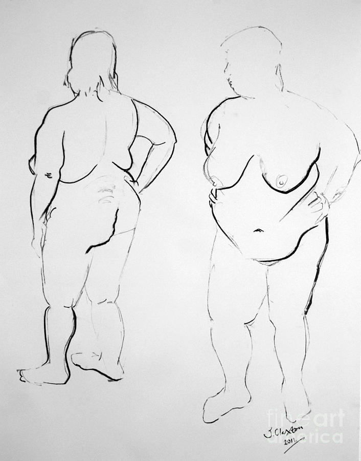 Double voluptuous  Drawing by Joanne Claxton