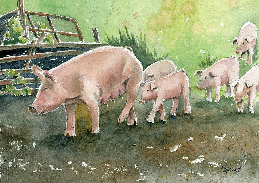 Down on the Farm Painting by Marsha Elliott