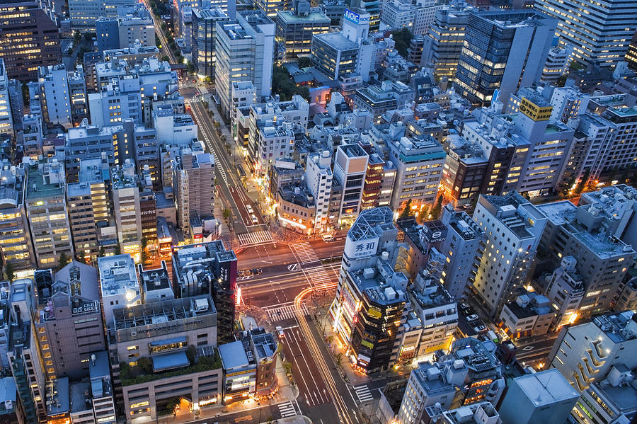 Downtown Tokyo Road Intersection Photograph by Bryan Mullennix