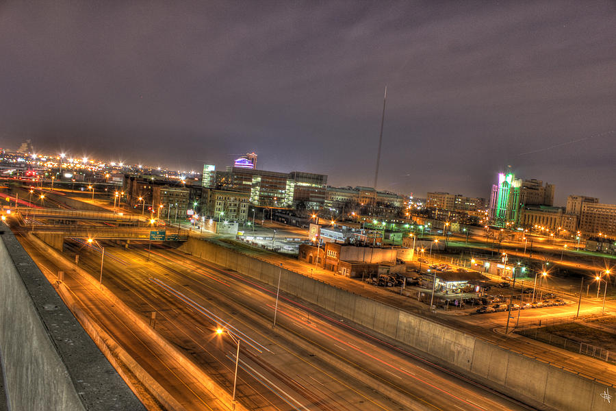 Downtown View at Night Detroit MI Photograph by Nicholas  Grunas